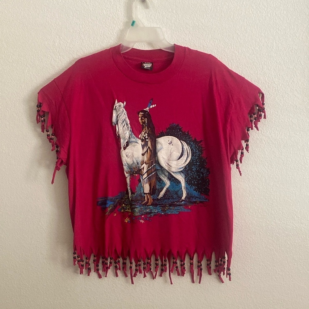 Screen Stars Best Rag Tops Vintage Beaded T Shirt Size L